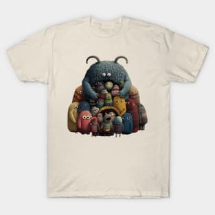 Monster Mom with Baby Monsters Family Portrait T-Shirt